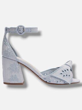 Alexandre Birman Women's Blue Serene Blue Maxi Clarita Embroidery Heels Size 37